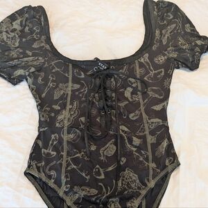Killstar Printed Lace-up Bodysuit
